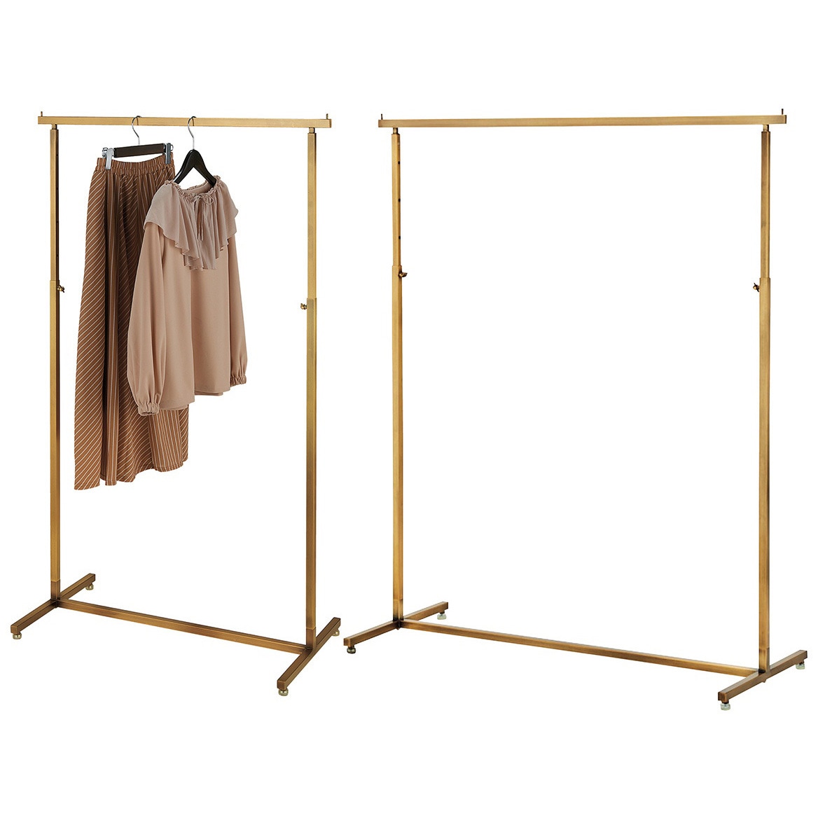 2105-127 アンティークゴールドハンガーラック 角パイプ 1台 ストア