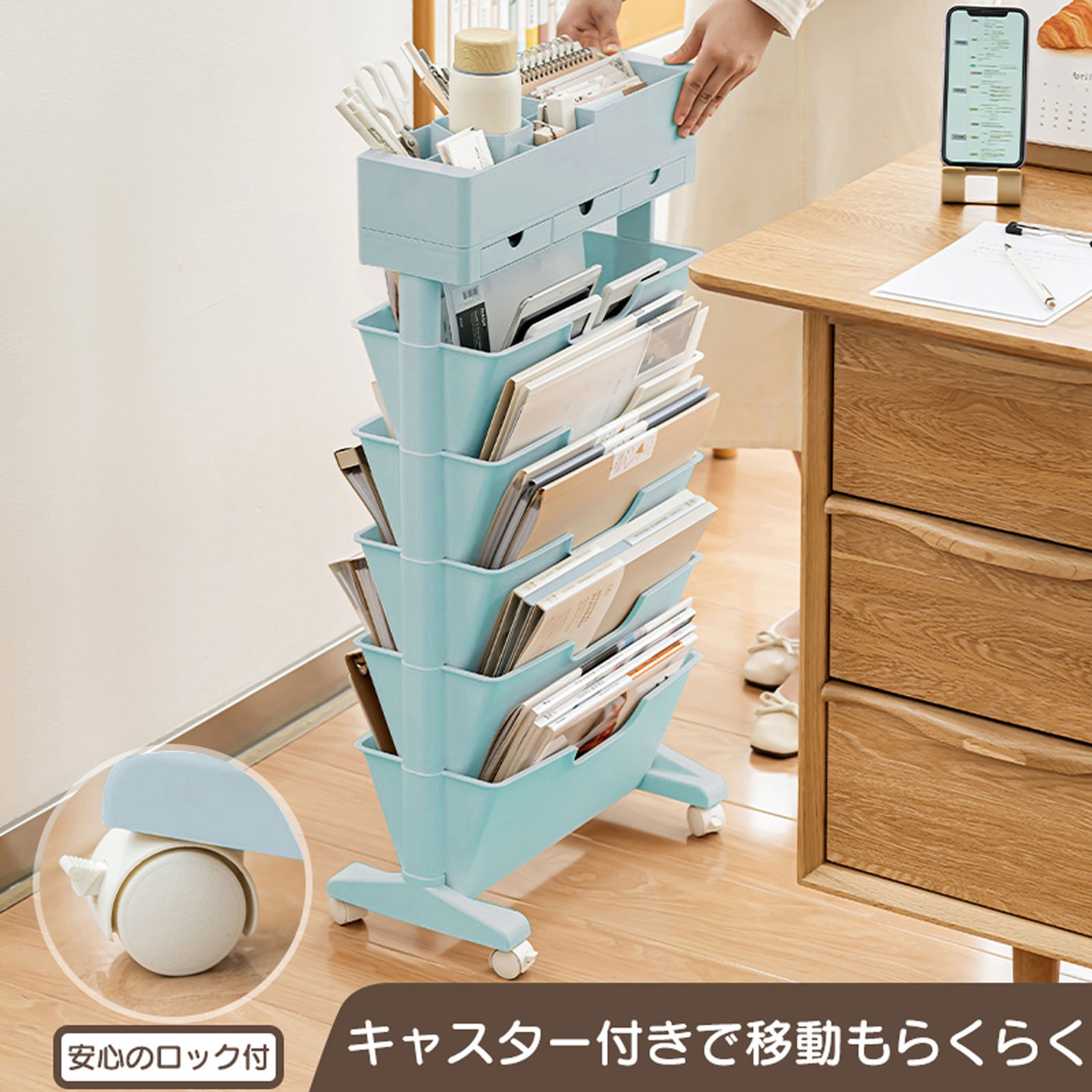 メルさん専用 木製マガジンラック 青いリボン付き メルさん専用 木製