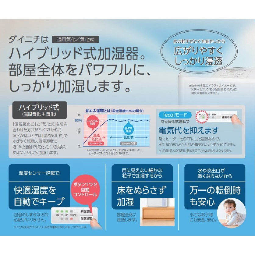 HD-183(W) ハイブリッド式加湿器 1台 ダイニチ工業 【通販モノタロウ】