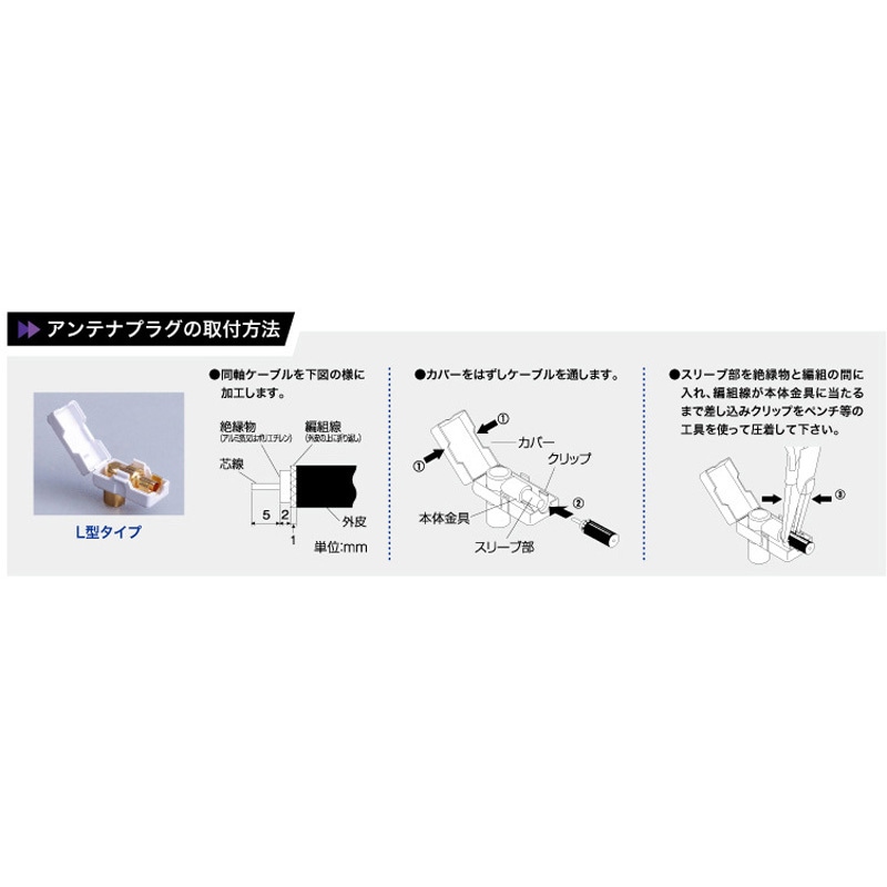 SLP4K-A 4K8K対応L型アンテナプラグ(袋入タイプ) マックステル 4C用