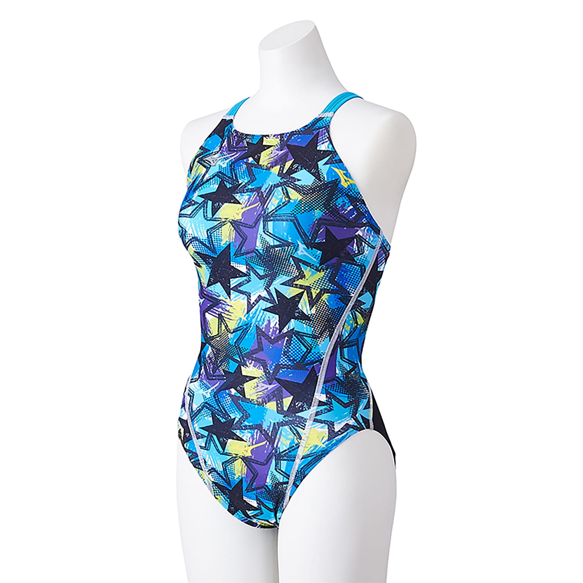 Mizuno 競泳水着 青/赤 グラフィックデザイン Mizuno 競泳水着 青・赤