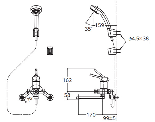 TBV03301J1｜TOTO浴室用蛇口 GGシリーズ[壁][浴槽・洗い場兼用]