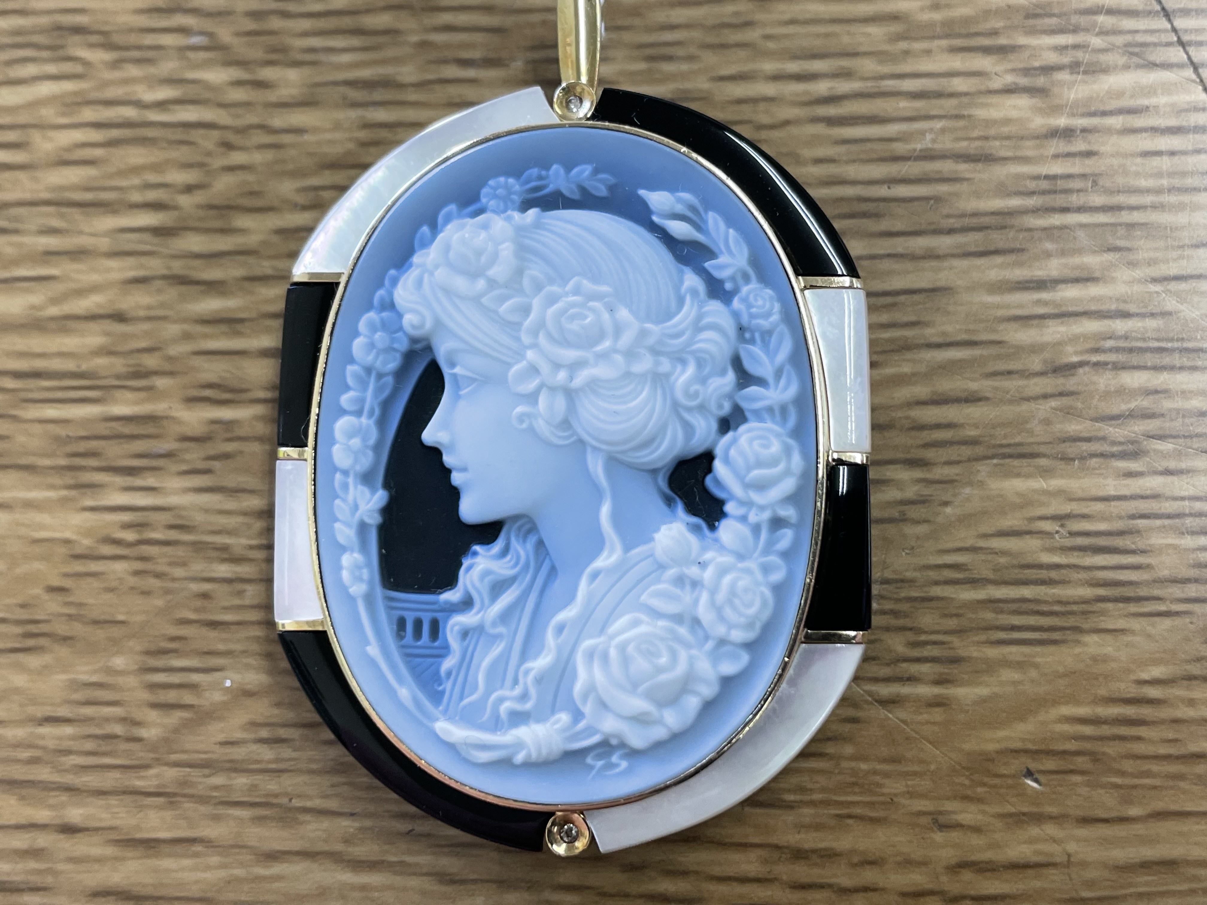 カメオK18ブローチ兼ペンダントトップ