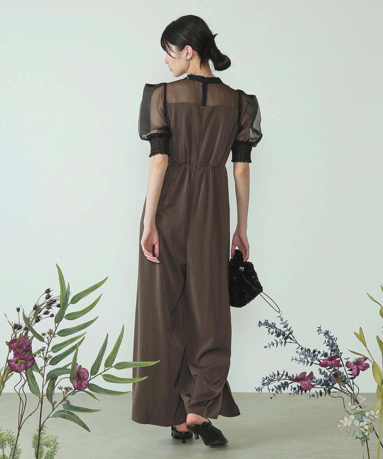 シアーボックススリーブ オケージョン パンツドレス 結婚式ドレス