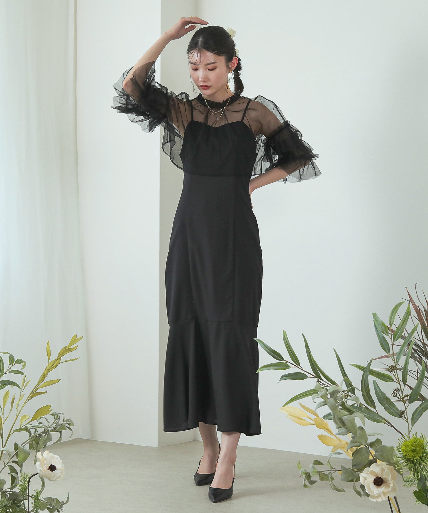 チュール ティアード ボレロ 3way キャミワンピース ドレス