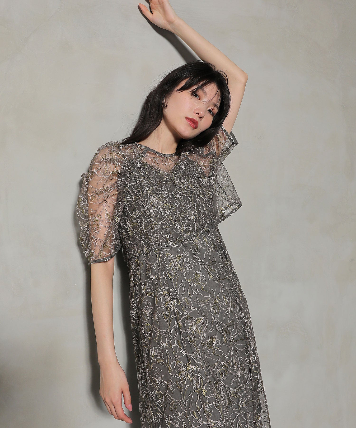 花柄刺繍 レースボレロ キャミワンピース 2点セット ドレス