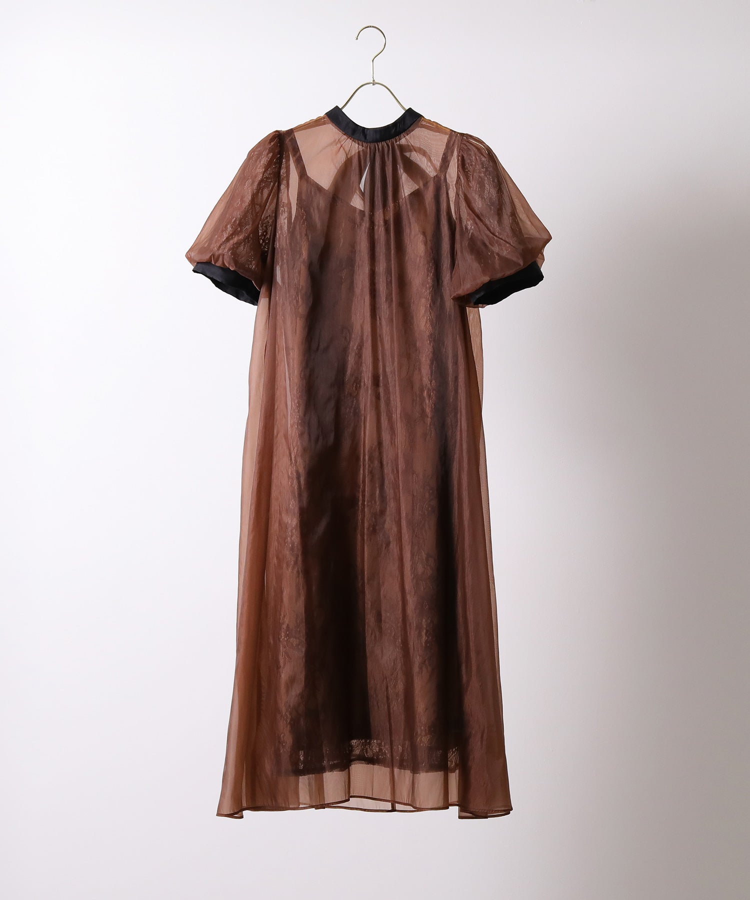 Aライン シアー オーバー ワンピース パーティードレス