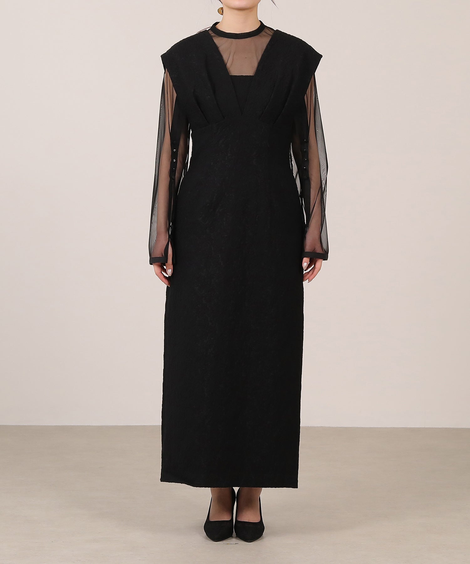 ジャガード ワンピース チュール トップス セット