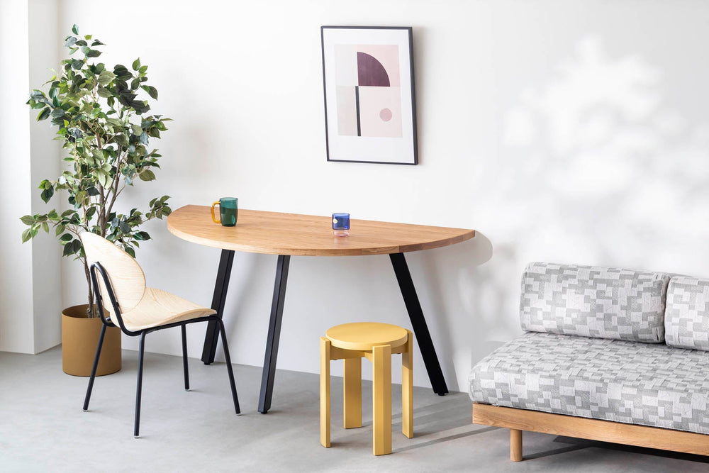 リノリウム×オーク×タモ カフェテーブル サイドテーブル ハンドメイド