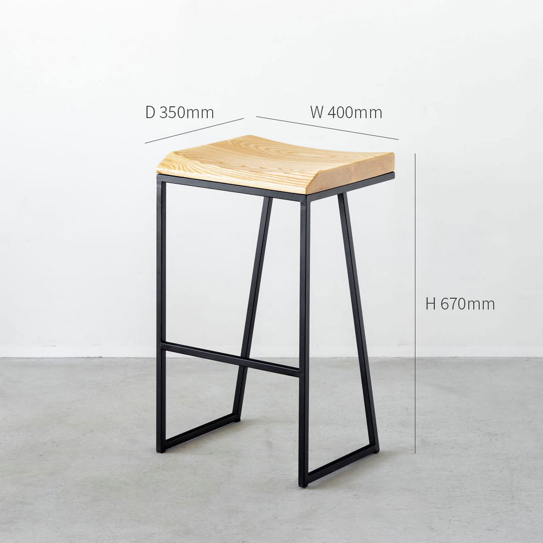 カナデモノ ハイスツール 曲木 オーク ナチュラル スチール脚