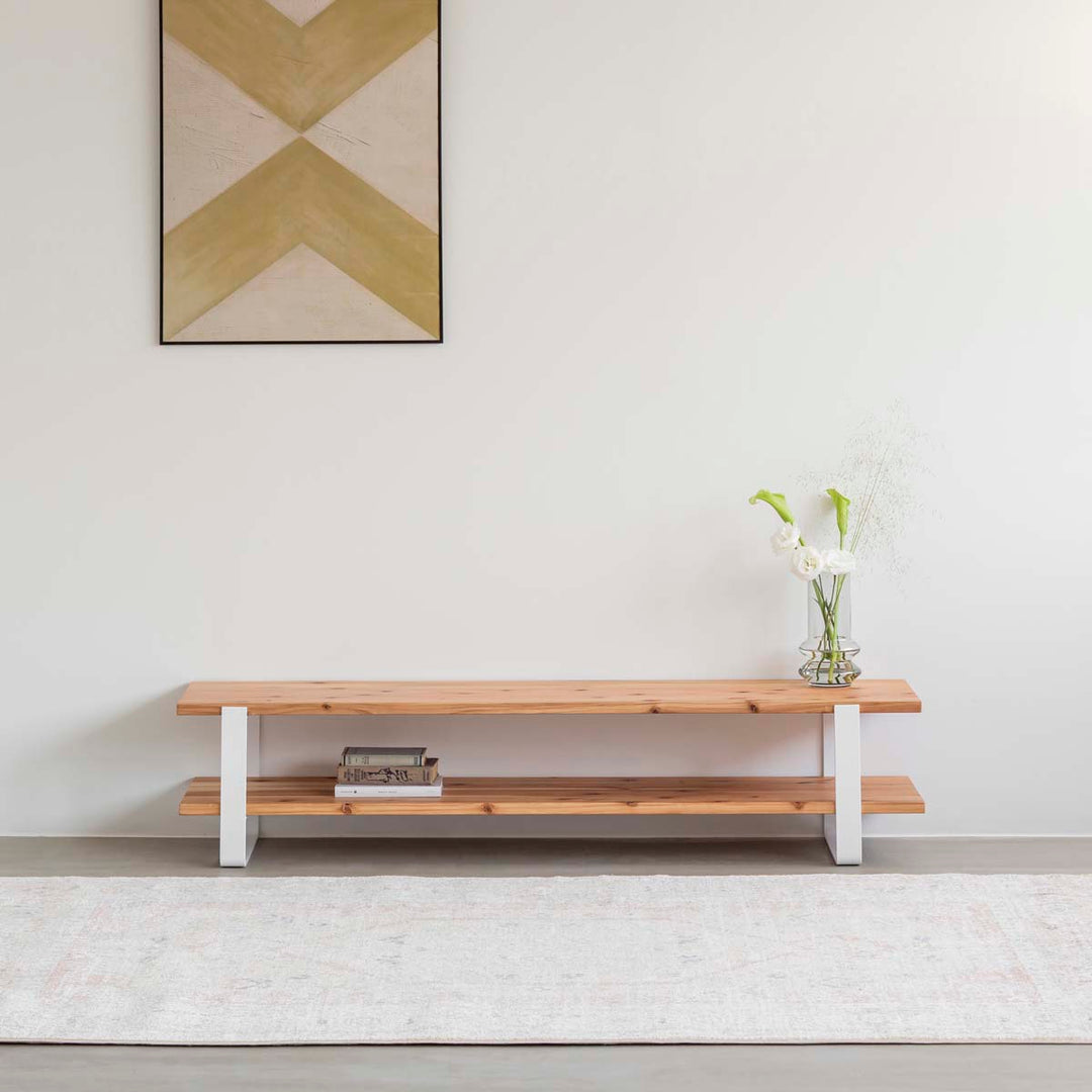 THE TV BOARD / LOW TABLE 無垢 杉 × White Steel – KANADEMONO