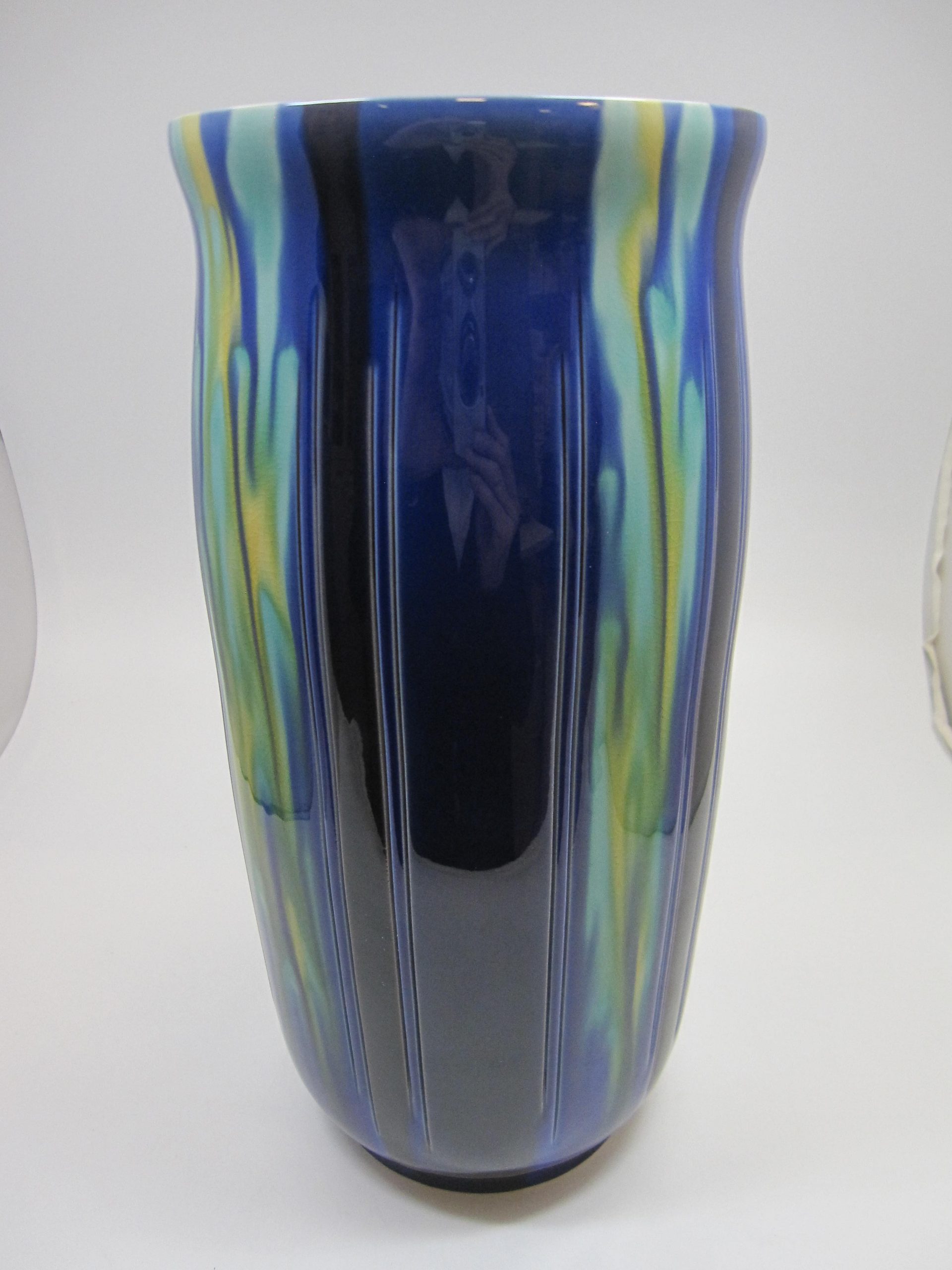 佳香】人間国宝 三代 徳田八十吉(正彦) 碧明釉花入 本物