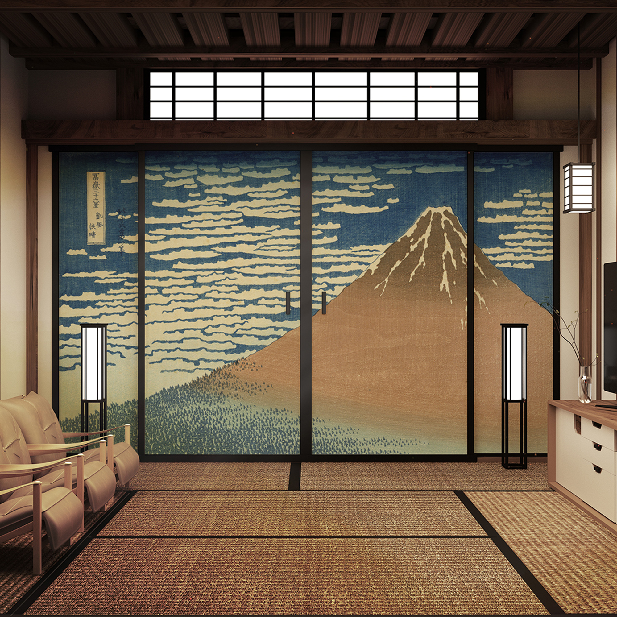 世界の名画】KJ-0138 冨嶽三十六景＿凱風快晴/葛飾北斎 - 和風・和