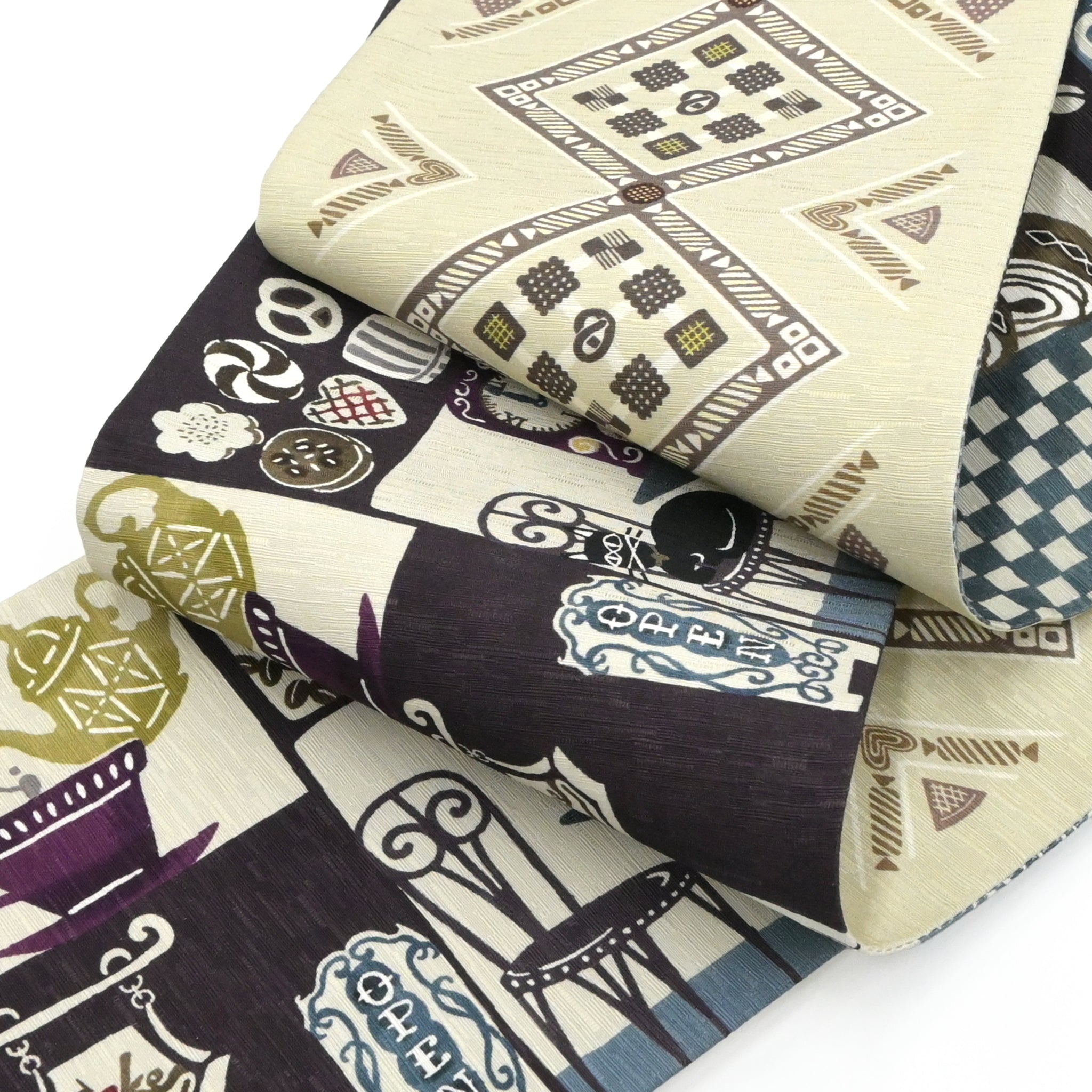 WA・KKA】 リバーシブル半巾帯 正絹 「日々是甘日」 – KAERUWA