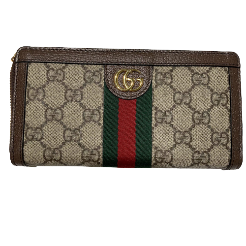 GUCCI グッチ 長財布 レザー GGキャンバス キャンバス ブラウン