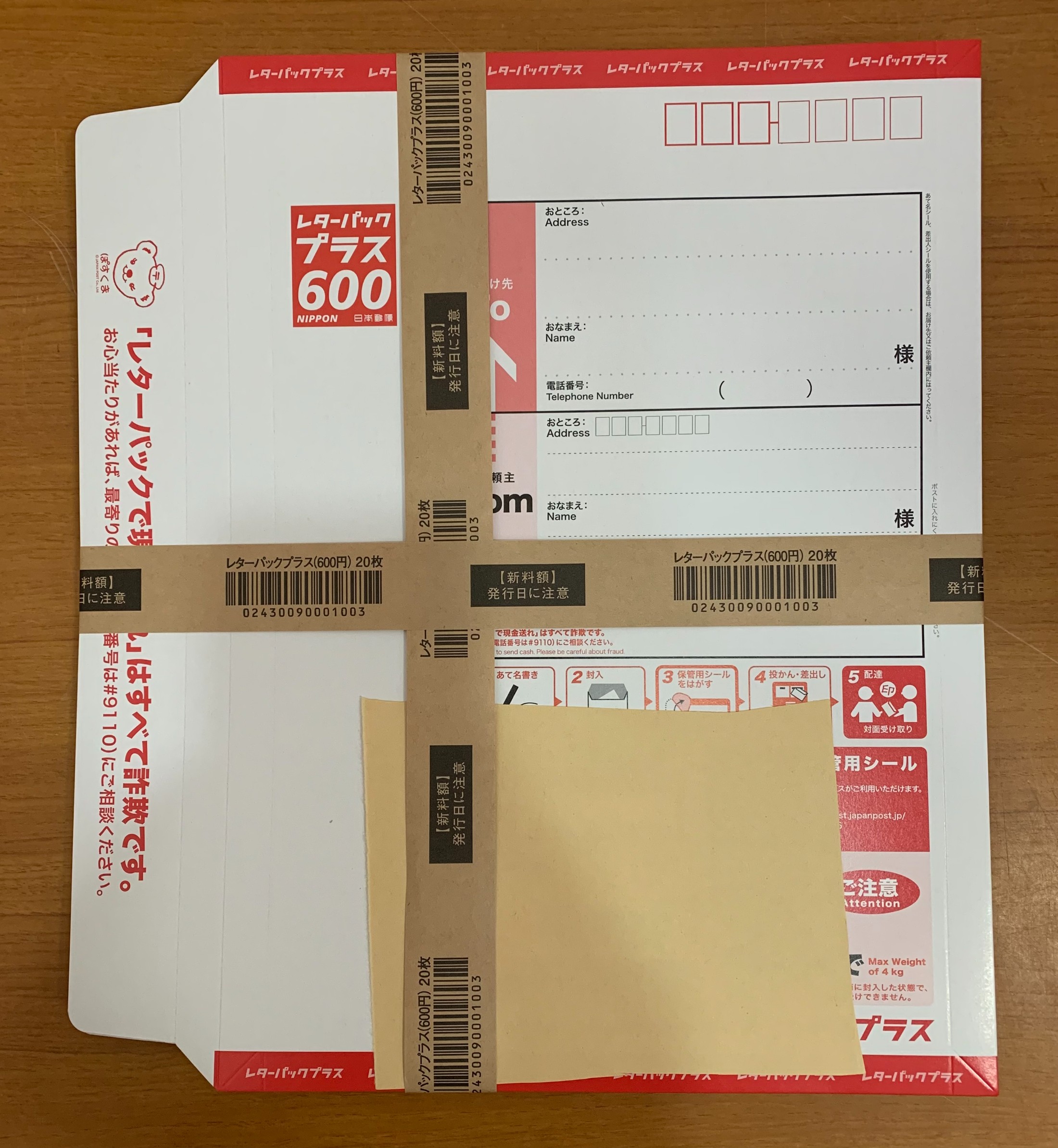 新 レターパックプラス 600 100枚バラ レターパックプラス（600円