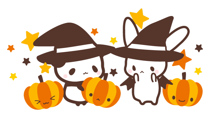 ハロウィンうさぎとパンダフリーイラスト | フリーイラストIroFuri