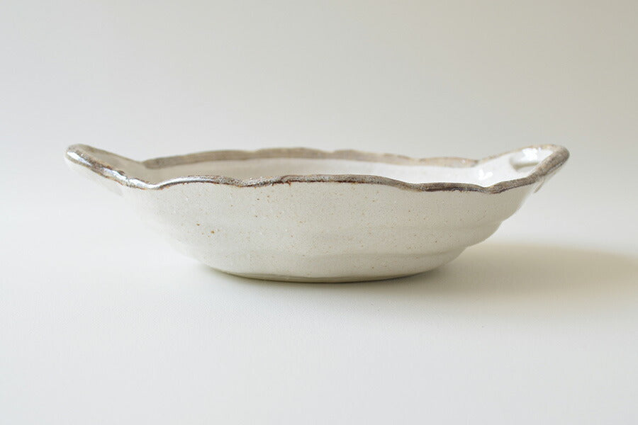 K72055 白唐津両手付大鉢 サラダボウル おしゃれ 鉢 ナチュラル 煮物