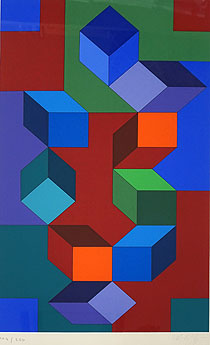 ヴィクトル・ヴァザルリ「 Taire：沈黙」版画78.2×43.1cm