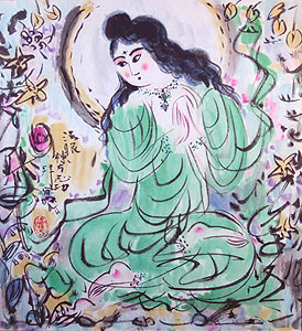 棟方志功「緑衣施無畏御尊図」版画 2007年