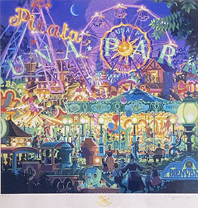 笹倉鉄平「ルナ・パーク」版画 1992年