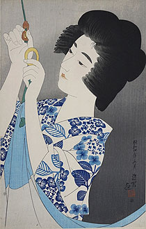 伊東深水 木版画 額付き 192×165mm