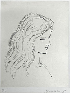 レア 舟越保武「D嬢」リトグラフ E.A 直筆サイン 美人画 舟越保武「D嬢