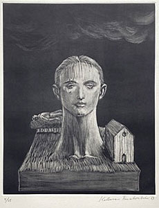 真作保証】舟越桂「荒地の夜」2013 銅版画 AP サイン入