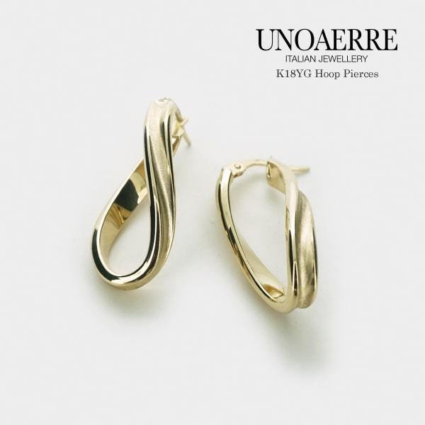 UNOAERRE/ウノアエレ K18 イエローゴールド フープピアス イタリア製