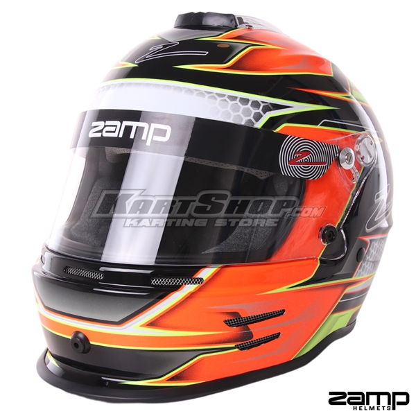 Helmet, Zamp RZ 42 Youth, Orange / Yellow, Size 57