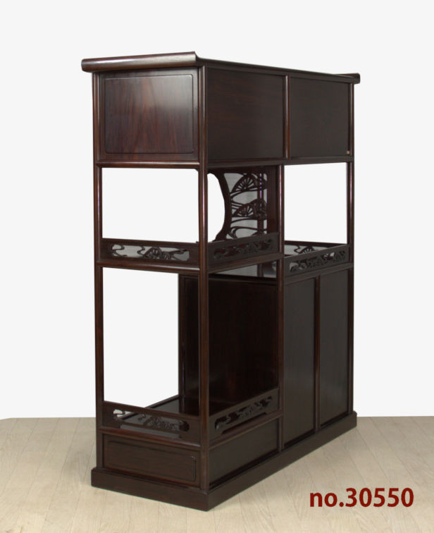 ギャラリー 飾棚: 紫檀 蒔絵入り 上2枚戸 高さ108cm 唐木指物 no.30550