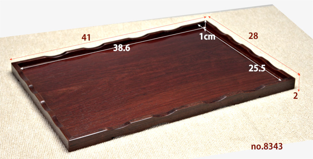 ギャラリー小物:紫檀 お盆 漆仕上 若畑作 巾41cm 大阪唐木指物 no.8343