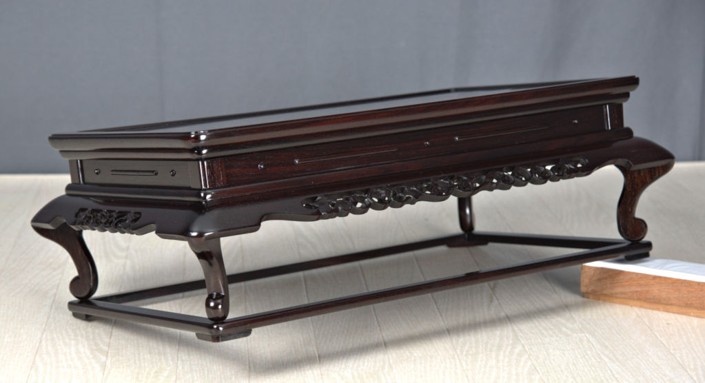 ふじ印16号)唐木紫檀 花台 巻き足 本漆塗り 茶道具 盆栽台 ビンテージ