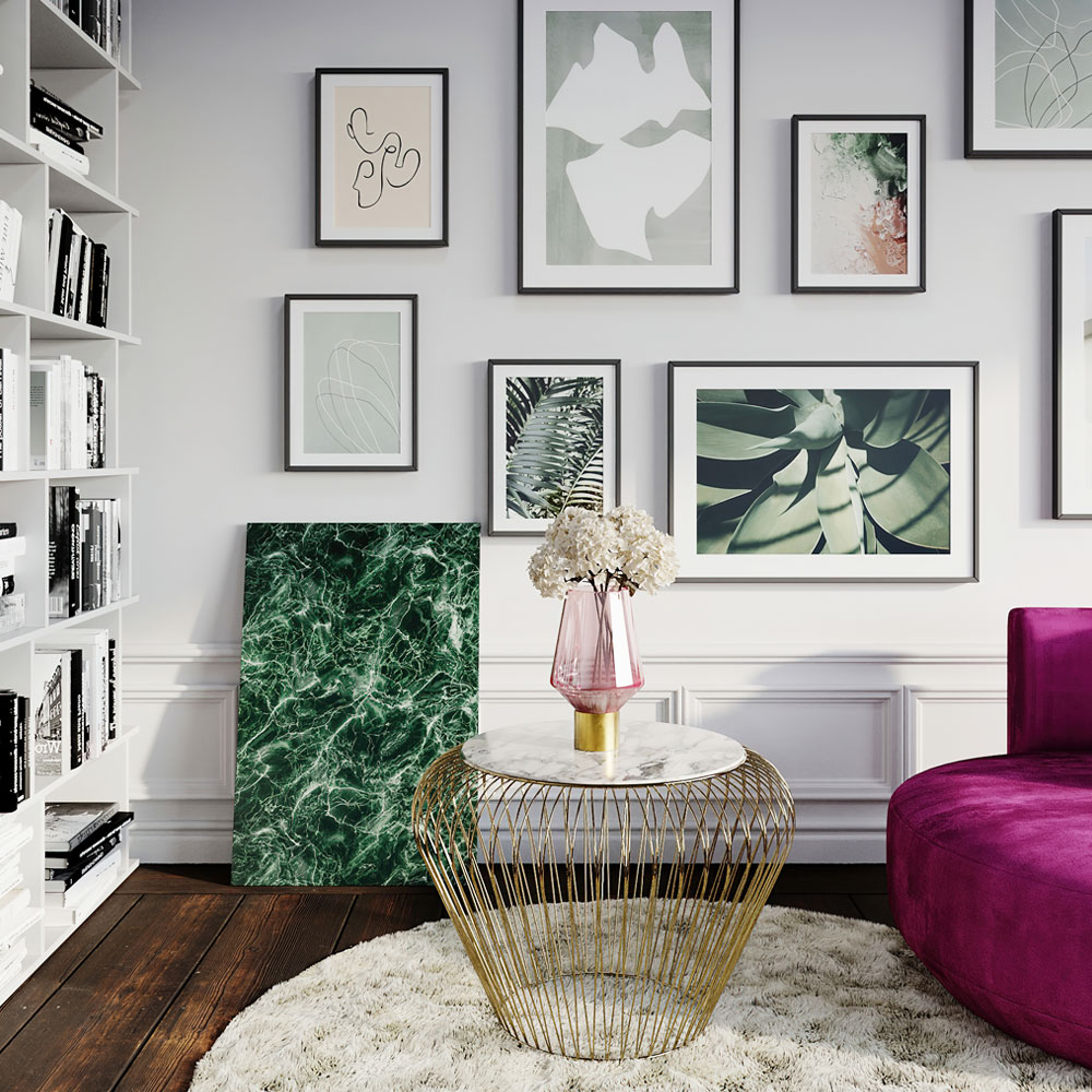 3個中の1KARE カレ リンボ サイドテーブル 大 大理石トップ 瑪瑙入り 3個