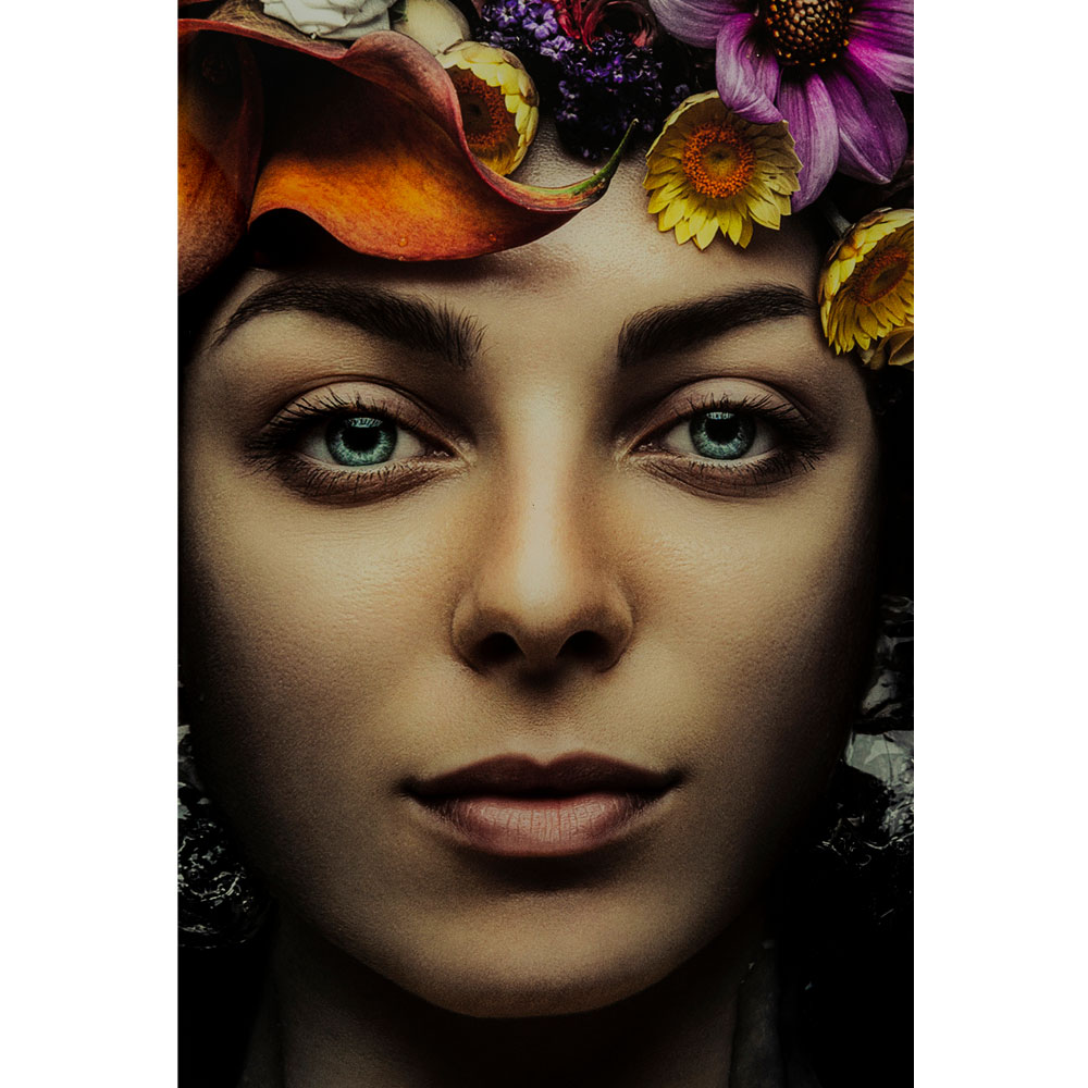 廃番】フラワーアートレディ80x80cm ガラスアート ｜【KARE】ドイツの