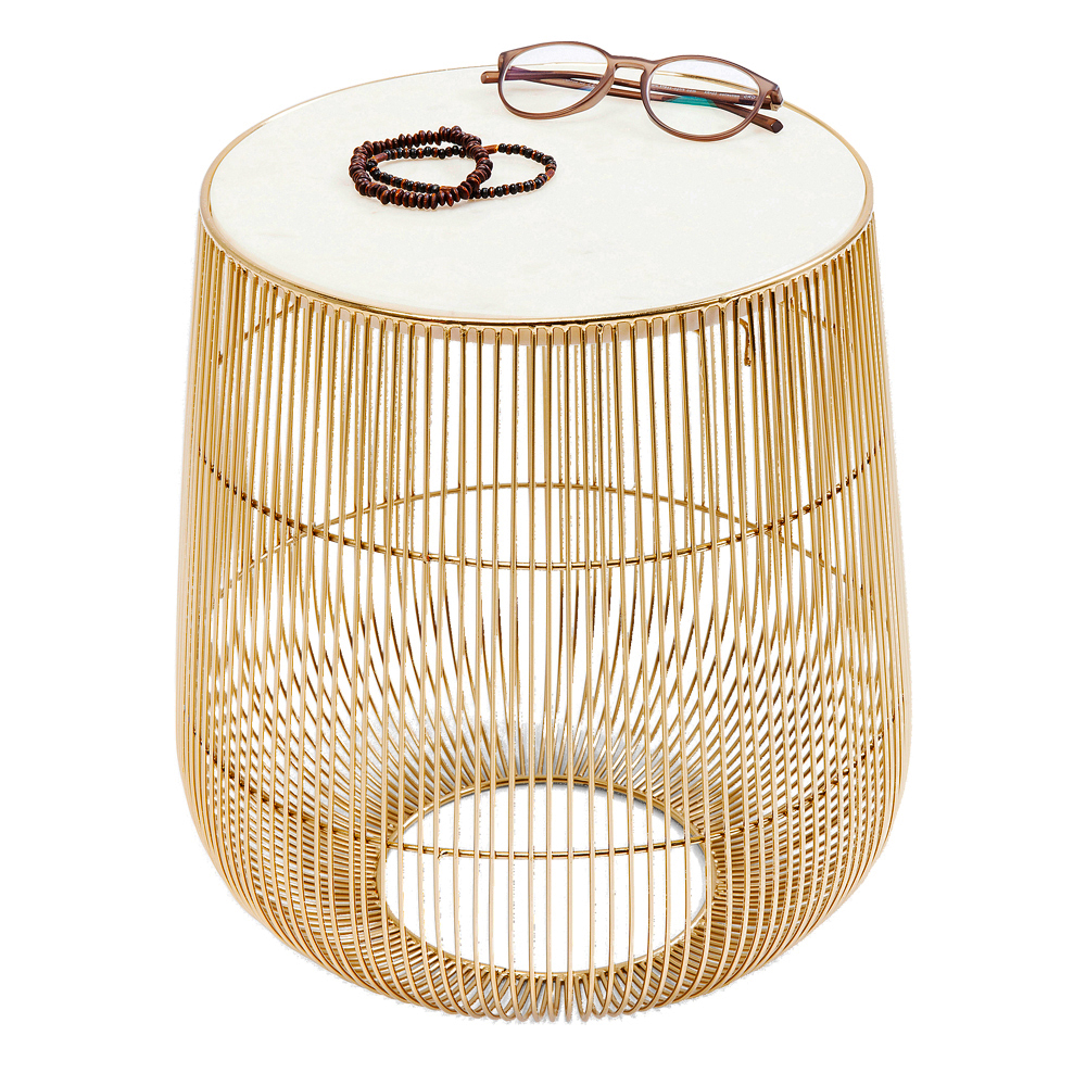 ビームホワイトマーブルブラスO32cm サイドテーブル * - サイド