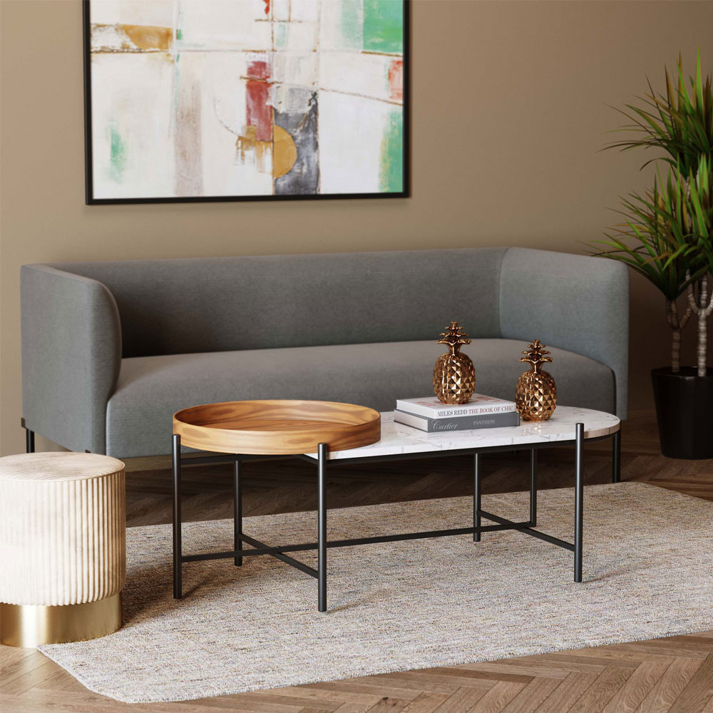 廃番】レイヤード 128x55cm ローテーブル/ コーヒーテーブル - ロー