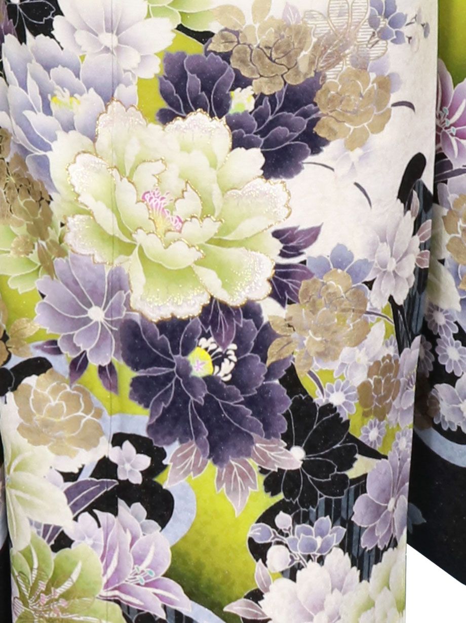 白地に百合と麻の葉の振袖／標準サイズ | 宅配着物レンタルの京都かし