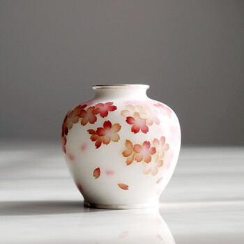 七宝焼 七宝花瓶 七宝壺 花生 蒼々の譜 女性作家作品 七宝焼七宝花瓶七宝