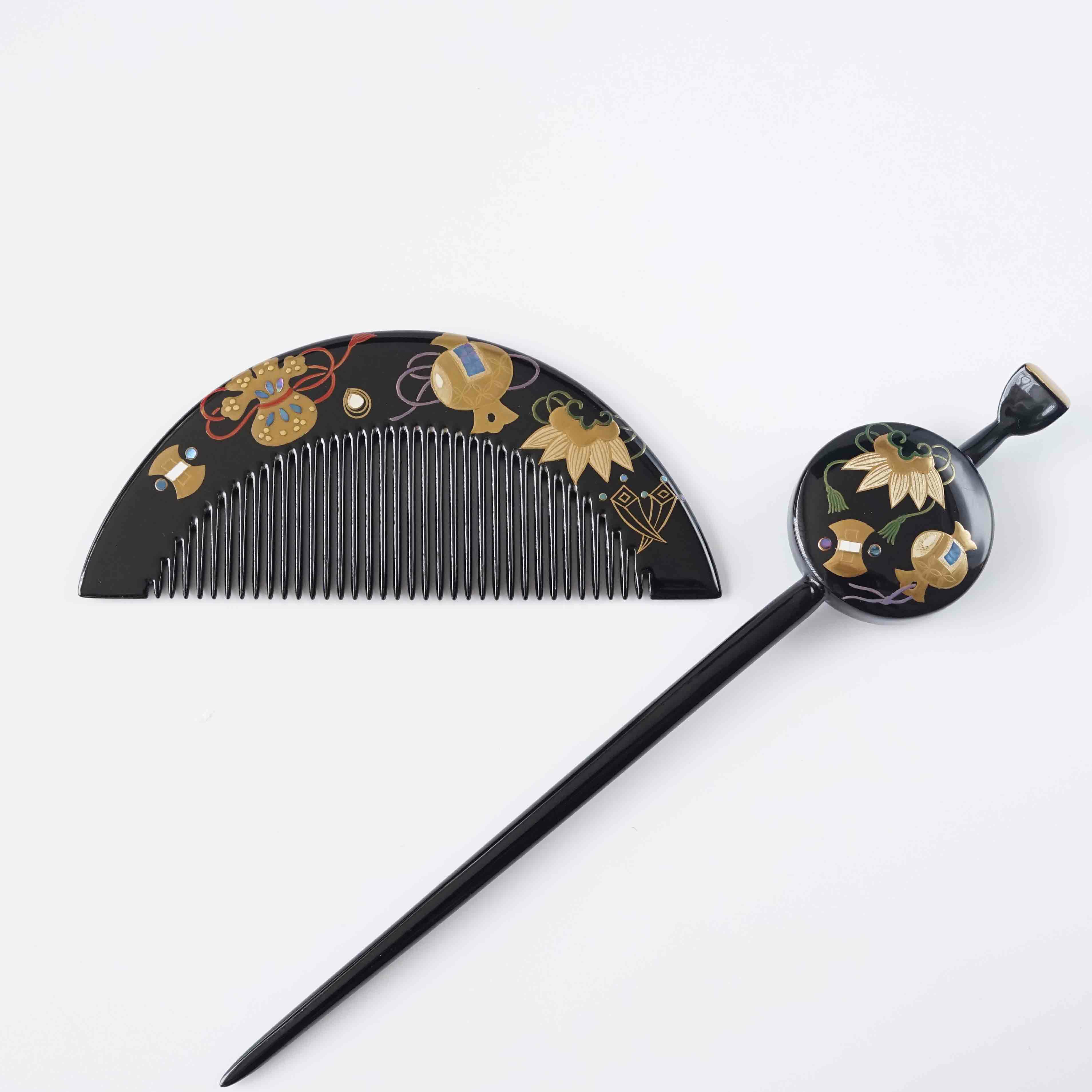 瓢箪雀蒔絵 広盆 大小一組 黒塗 金銀 螺鈿 木製漆器 広蓋 長方盆 花鳥