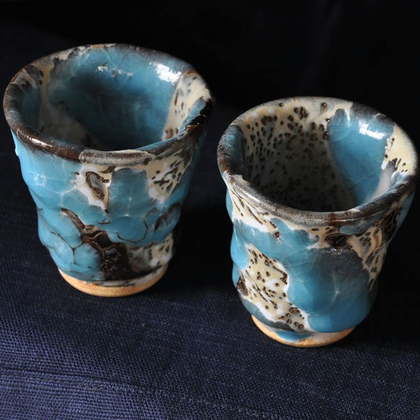 keizogallery 萩原啓蔵 陶芸作品 / 【ぐい呑み】水青流 撮影しなおしま