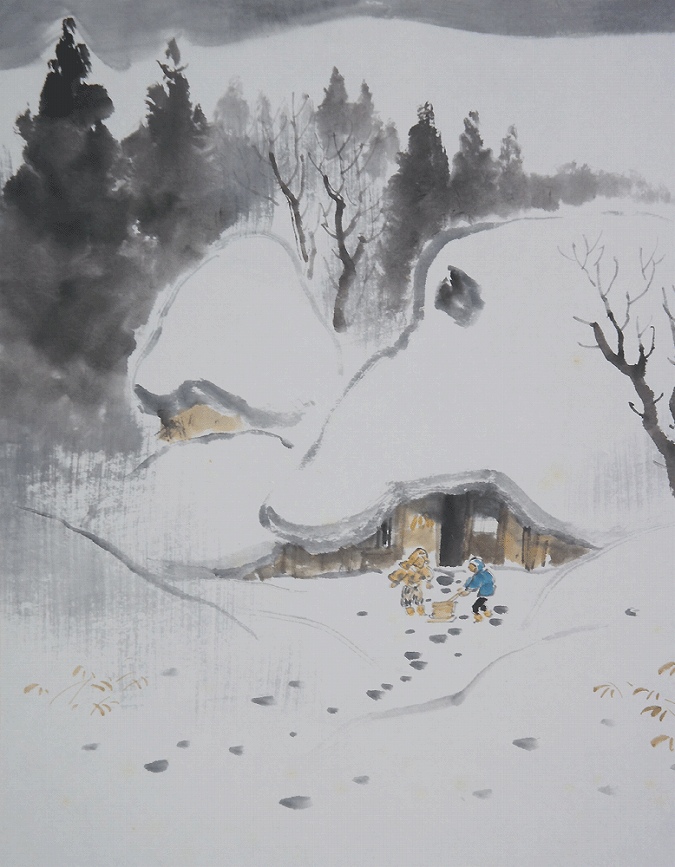 日本画・掛軸装・真作保証・雪景・小林五浪・福島県会津出身、洋画、
