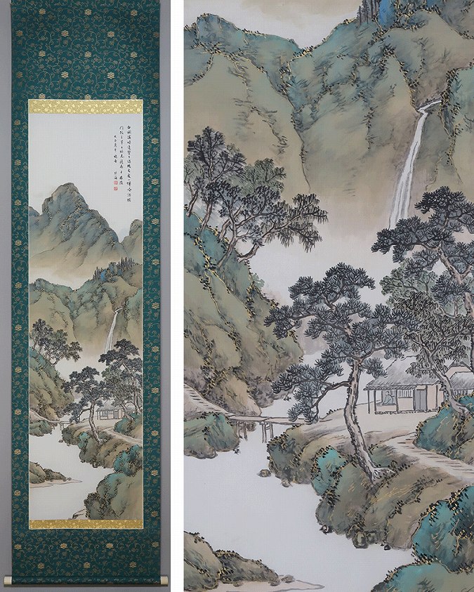 不詳/作者不詳/二行書/孔子家悟/桐共箱付/布袋屋掛軸HE-