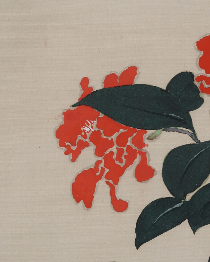 東原方僊 八重椿 | 掛軸(掛け軸)販売／表装ご依頼は掛軸いっぷく掛軸