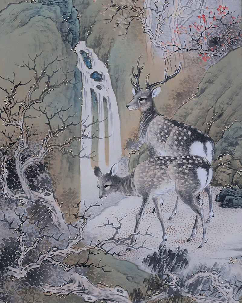 松浦青濤 秋溪遊鹿図 | 掛軸(掛け軸)販売／表装ご依頼は掛軸いっぷく