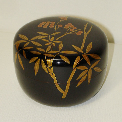 輪島塗 平棗 -南天の蒔絵仕上げ- [黒色] 小形｜輪島市の輪島塗漆器販売