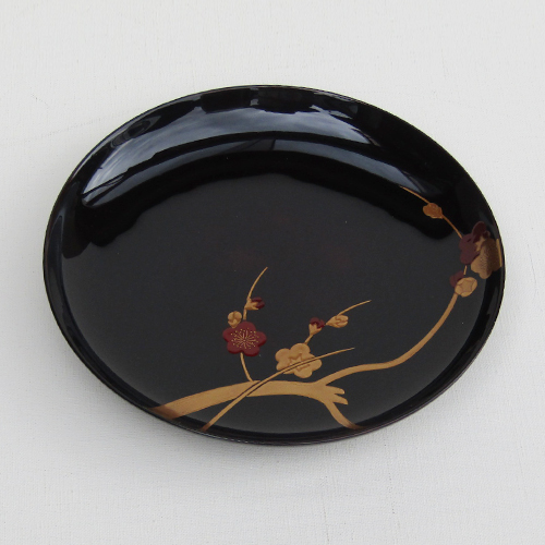 F1359 茶平一斎 松喰鶴 蒔絵 輪島塗 干菓子器 鶴蒔絵 菓子器 菓子盆