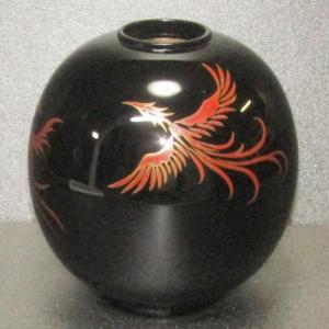 輪島塗 漆器 花瓶 黒と赤のグラデーション 輪島塗漆器 花瓶 黒と赤の