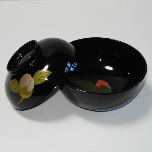 漆器 輪島塗 木製 蒔絵 溜塗 吸物椀 大きめ 蓋付椀 汁椀 10客 共箱