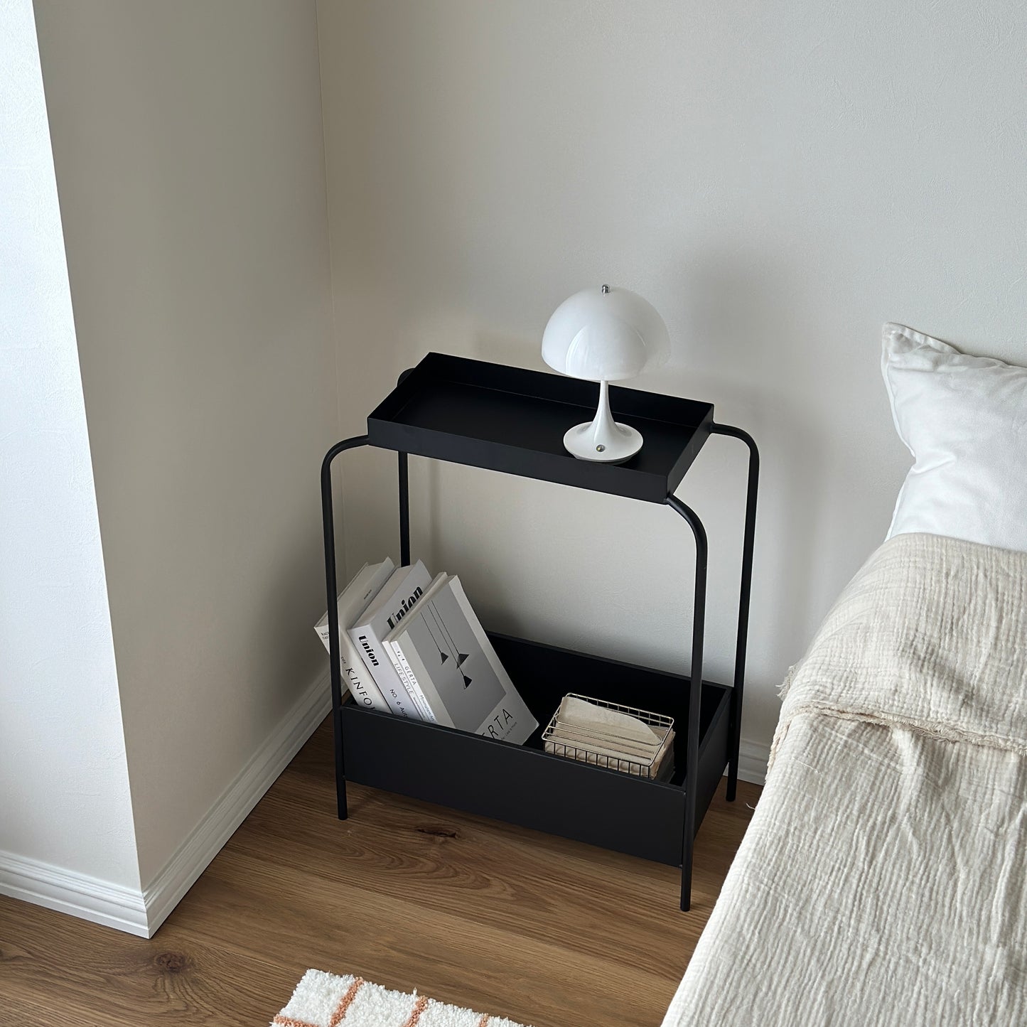 即購入可〉ドリームベッド サイドテーブル ガラステーブル ブラック